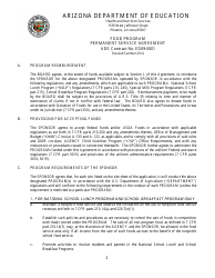 Food Program Permanent Service Agreement Form - Arizona, Page 2