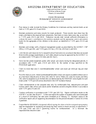 Food Program Permanent Service Agreement Form - Arizona, Page 3