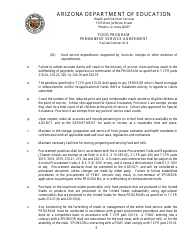Food Program Permanent Service Agreement Form - Arizona, Page 5