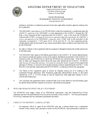 Food Program Permanent Service Agreement Form - Arizona, Page 9