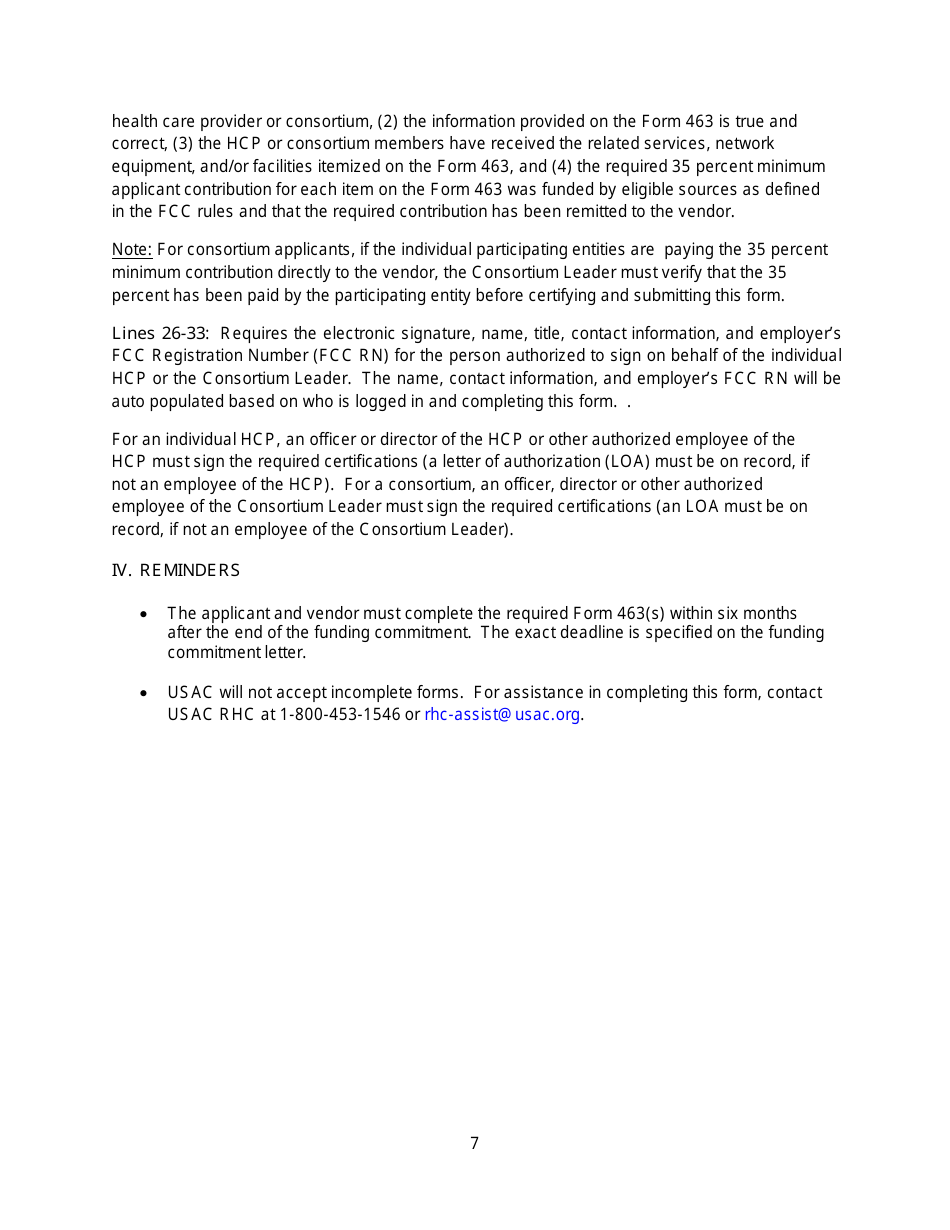 FCC Form 463 Invoice and Request for Disbursement Form, Page 10