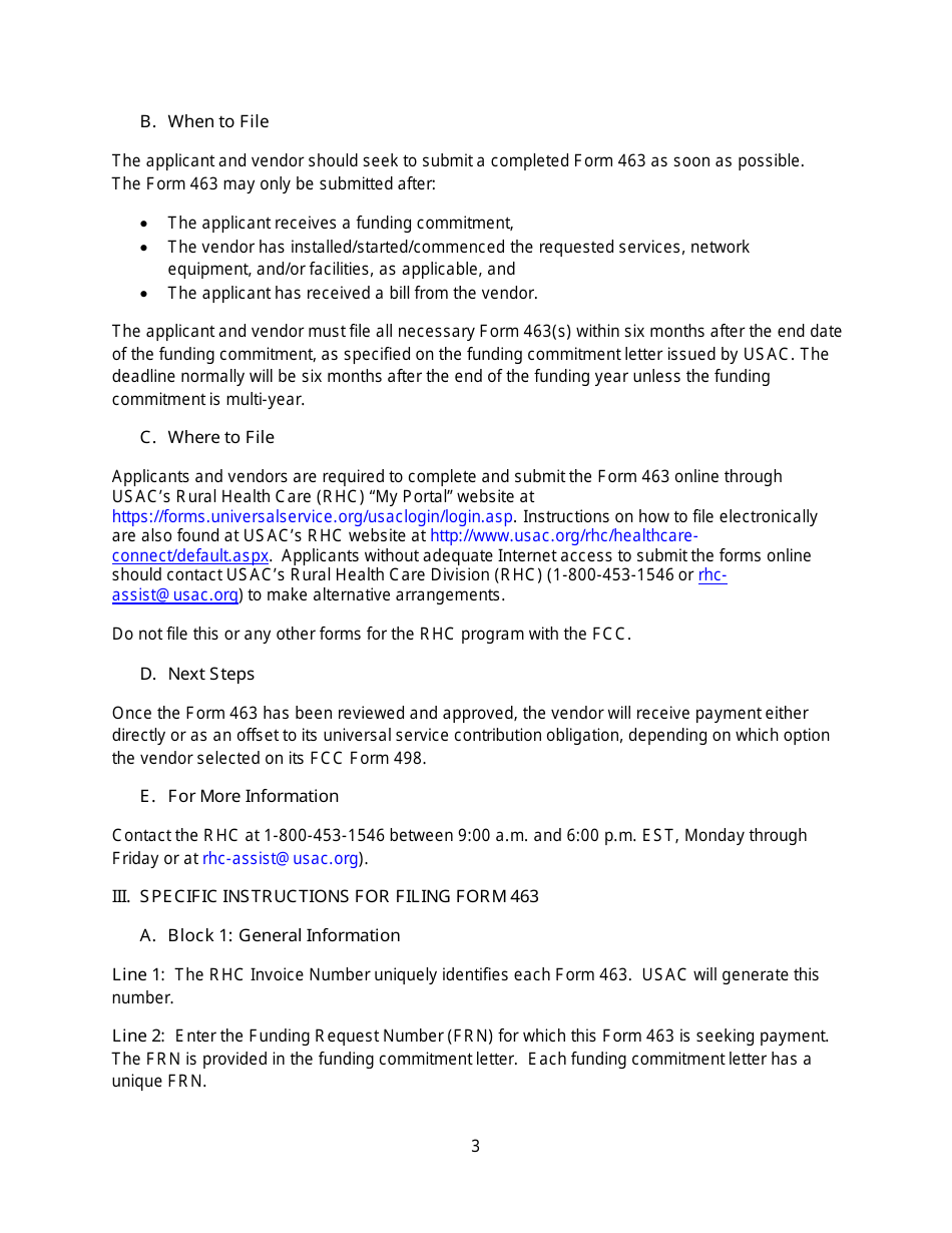 FCC Form 463 Invoice and Request for Disbursement Form, Page 6