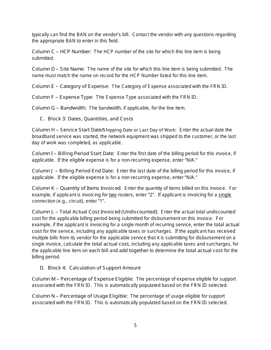 FCC Form 463 Invoice and Request for Disbursement Form, Page 8