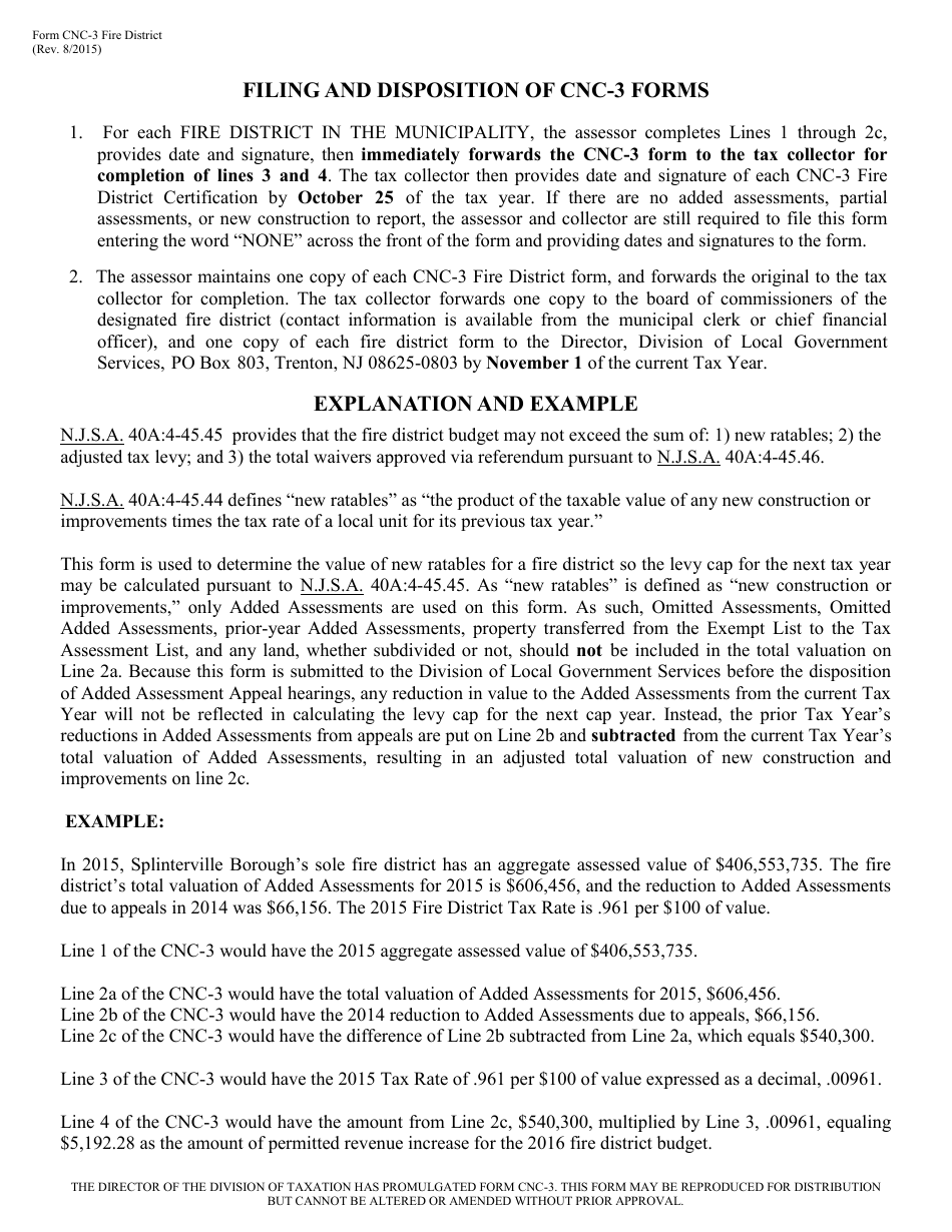 Form CNC-3 Certification of New Construction / Improvements / Partial Assessments - New Jersey, Page 2