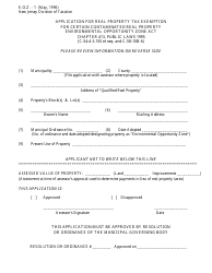Form E.O.Z. -1 Application for Real Property Tax Exemption for Certain Contaminated Real Property - Environmental Opportunity Zone Act Chapter 413, Public Laws 1995 - New Jersey