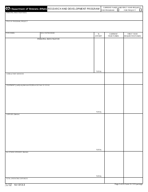 VA Form 10-1313-3  Printable Pdf
