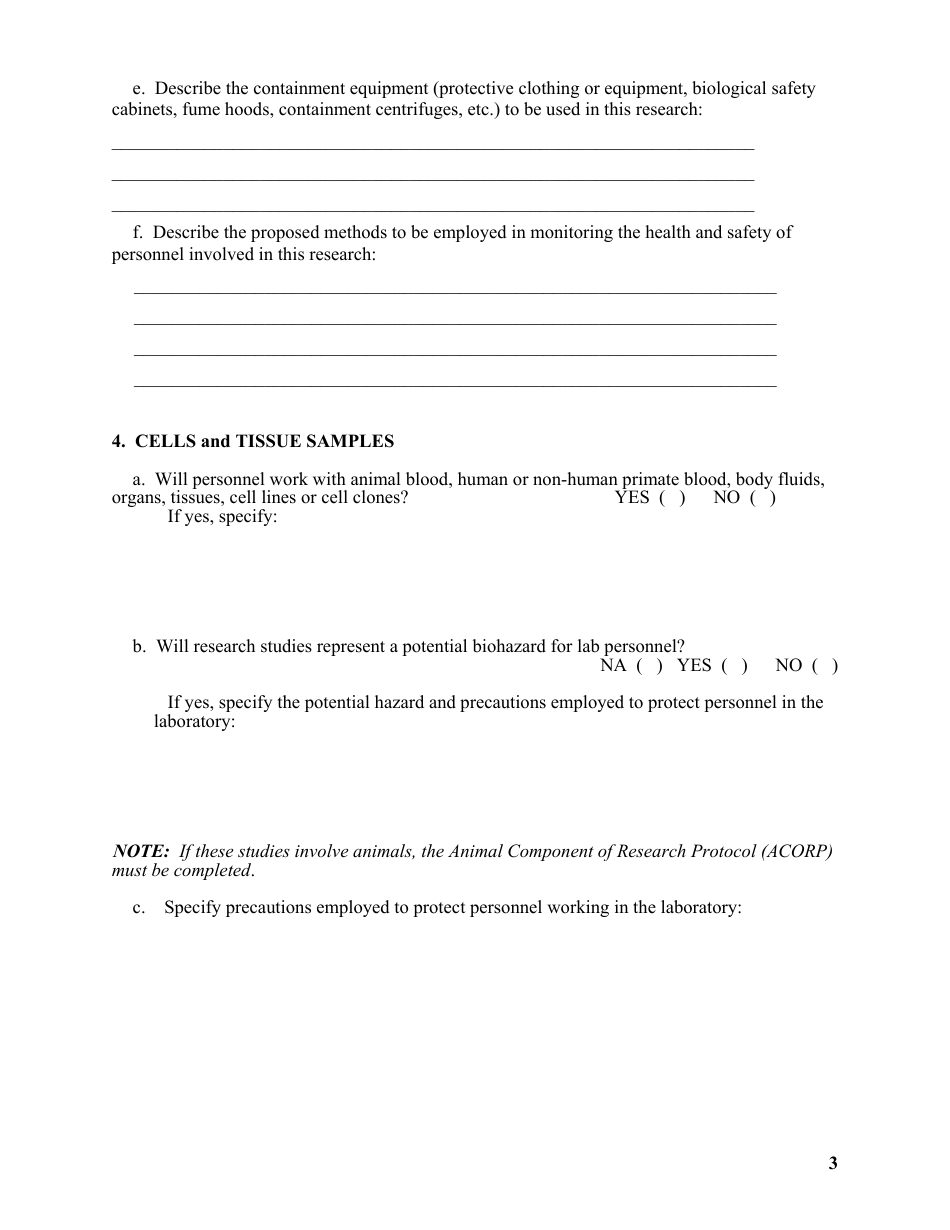VA Form 10-0398 Research Protocol Safety Survey, Page 3