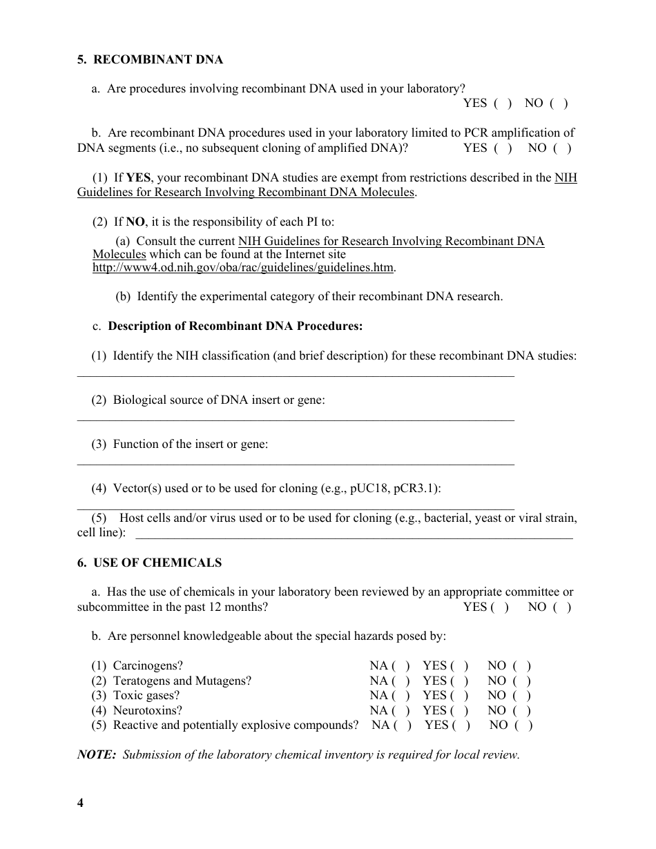 VA Form 10-0398 Research Protocol Safety Survey, Page 4