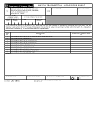 Document preview: VA Form 26-1814 Batch Transmittal - Loan Code Sheet