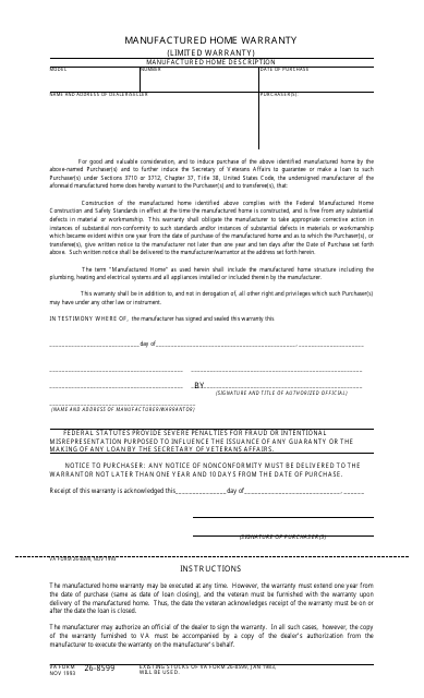 VA Form 26-8599  Printable Pdf