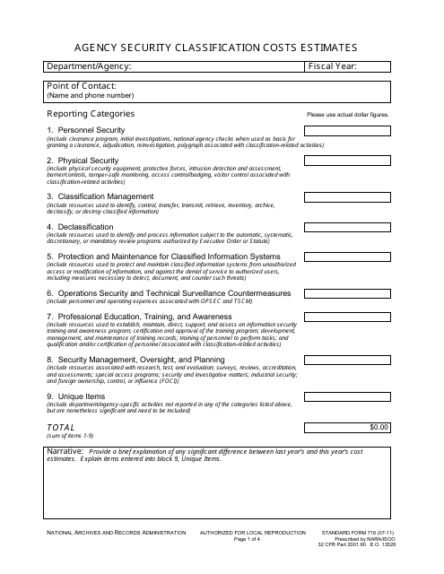 Form SF-716  Printable Pdf