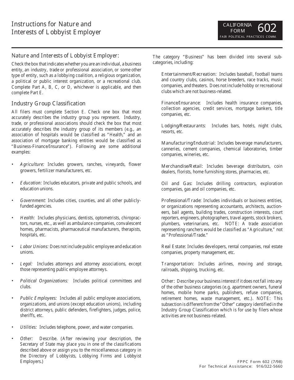 FPPC Form 602 Lobbying Firm Activity Authorization - California, Page 4