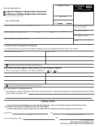 FPPC Form 603 Lobbyist Employer or Lobbying Coalition Registration Statement - California, Page 2