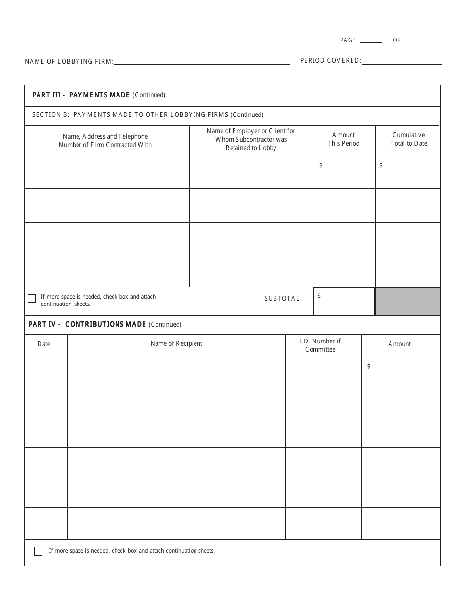 FPPC Form 625 Report of Lobbying Firm - California, Page 10