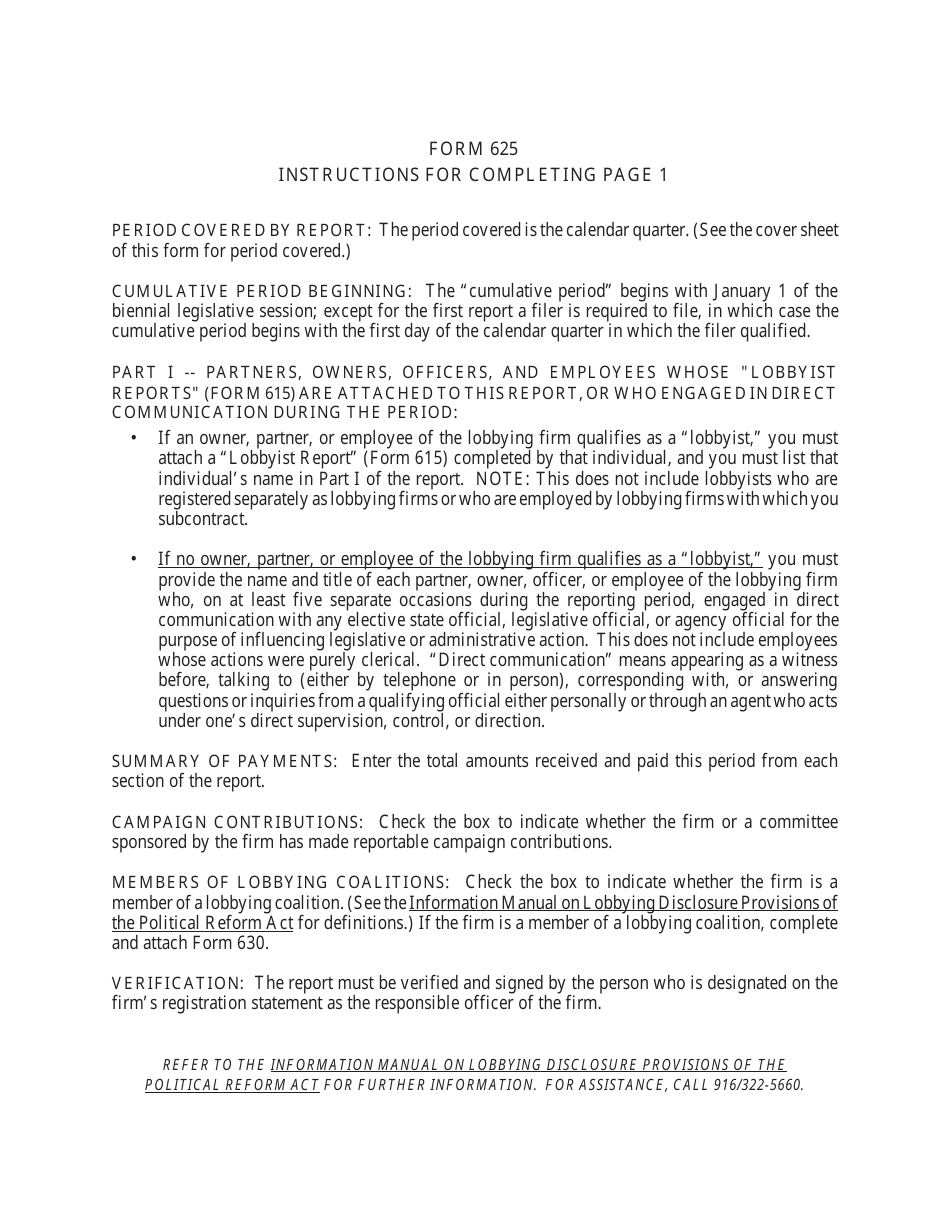 FPPC Form 625 Report of Lobbying Firm - California, Page 3