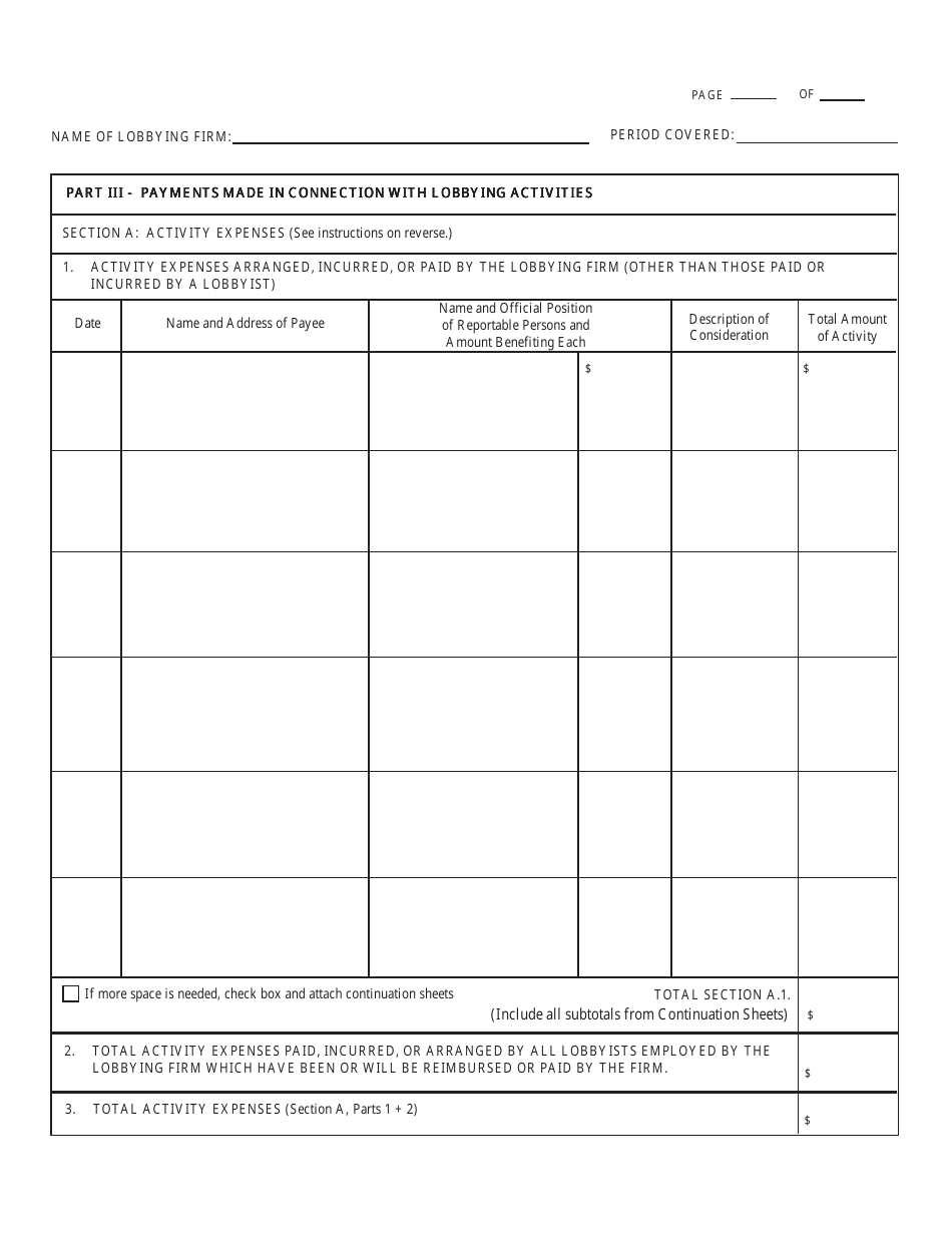 FPPC Form 625 Report of Lobbying Firm - California, Page 6