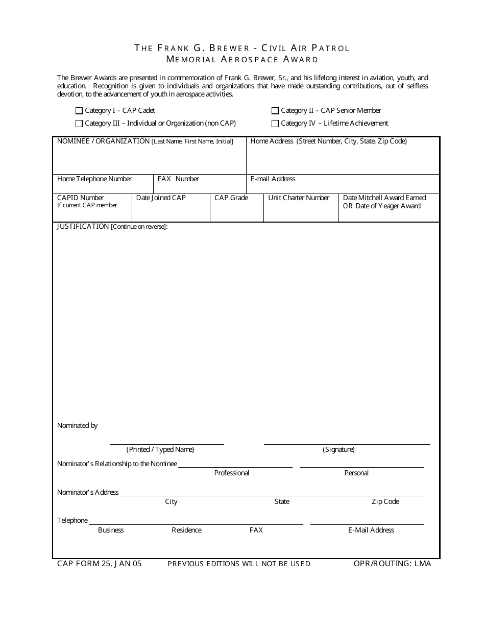 CAP Form 25 - Fill Out, Sign Online and Download Fillable PDF ...