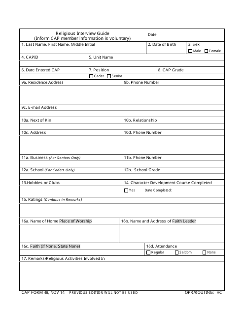 CAP Form 48  Printable Pdf