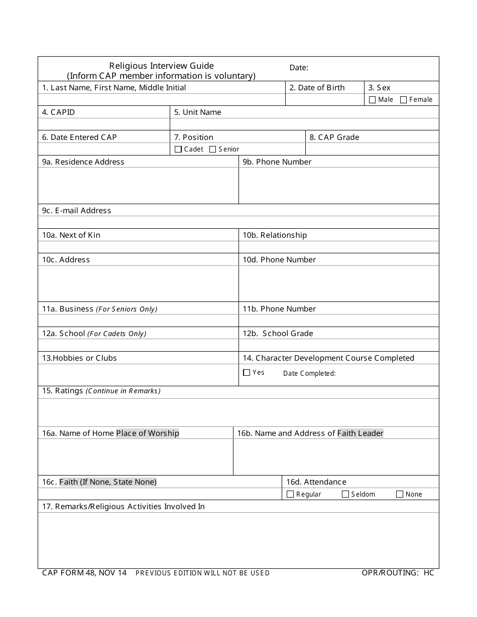 CAP Form 48 Fill Out, Sign Online and Download Fillable PDF