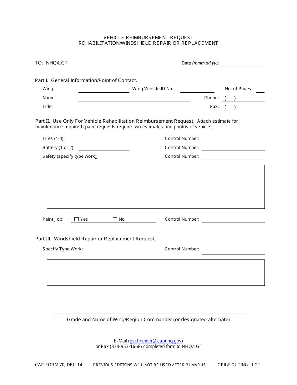 CAP Form 70 - Fill Out, Sign Online and Download Fillable PDF ...