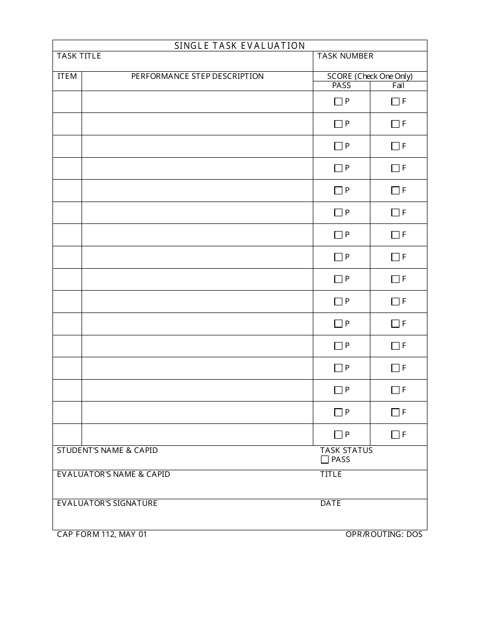 CAP Form 112 Single Task Evaluation, Page 1
