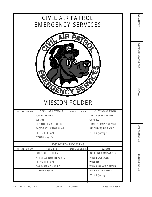 CAP Form 115 Mission Folder