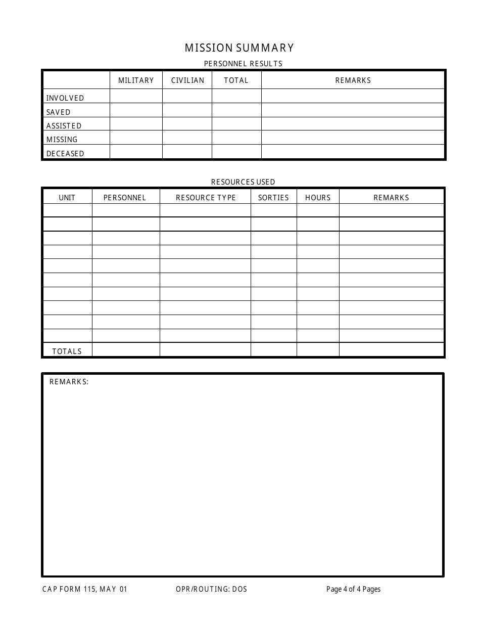 CAP Form 115 Mission Folder, Page 4