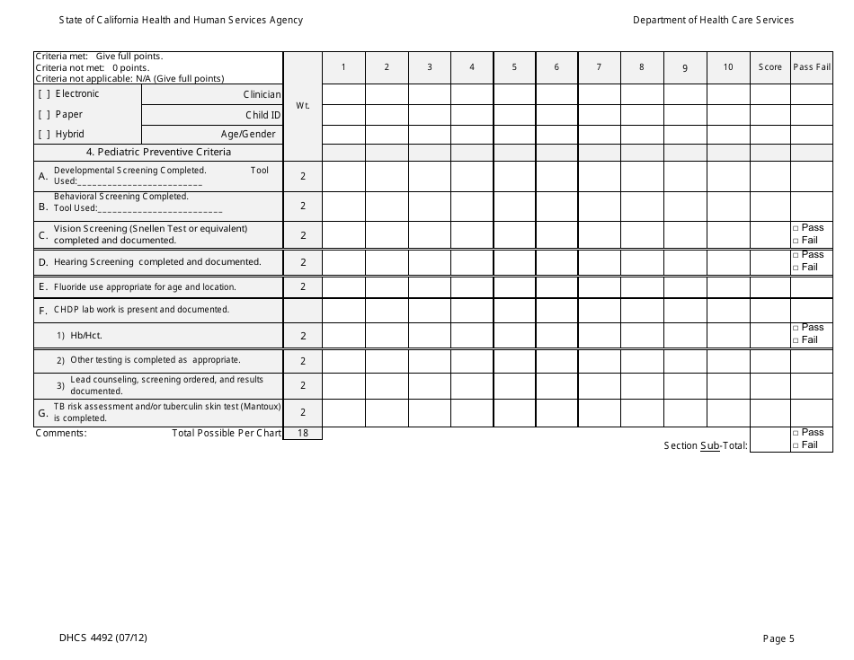 Form DHCS4492 Medical Record Review Tool - California, Page 5