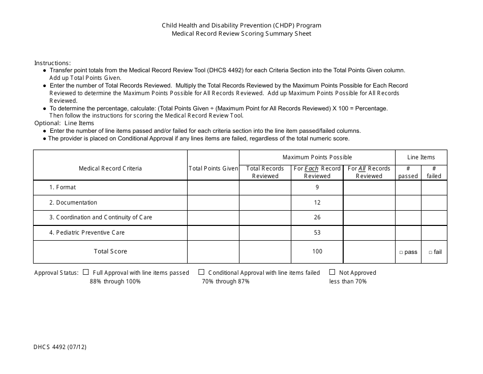 Form DHCS4492 Medical Record Review Tool - California, Page 9