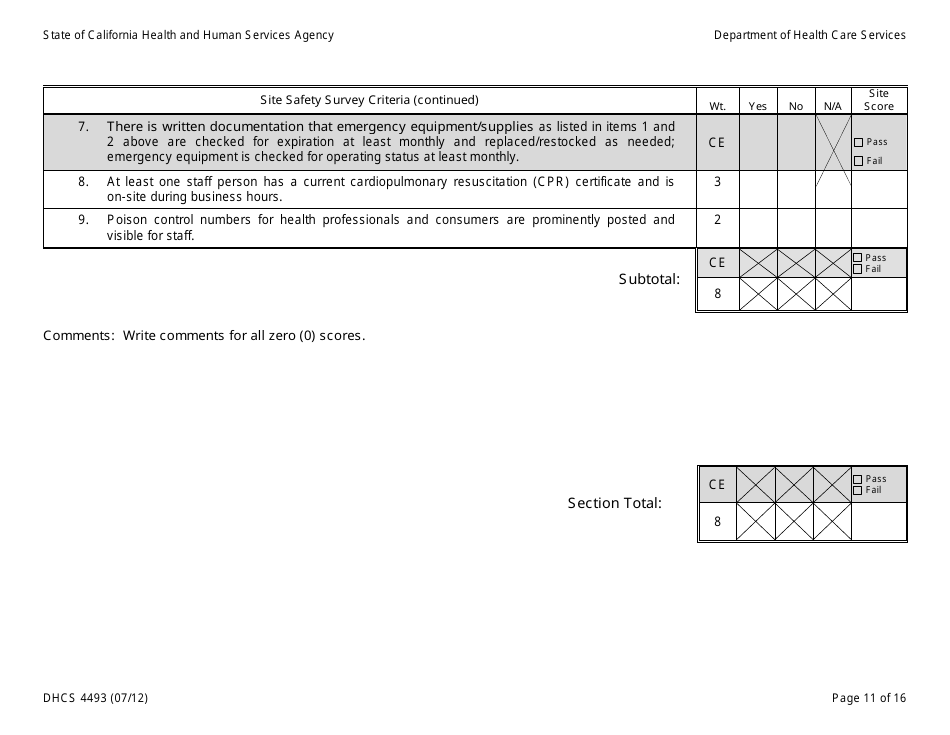 Form DHCS4493 Facility Review Tool - California, Page 11