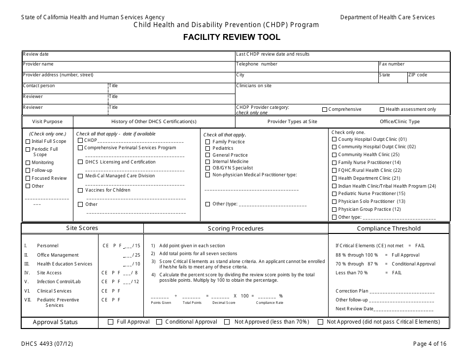 Form DHCS4493 Facility Review Tool - California, Page 4