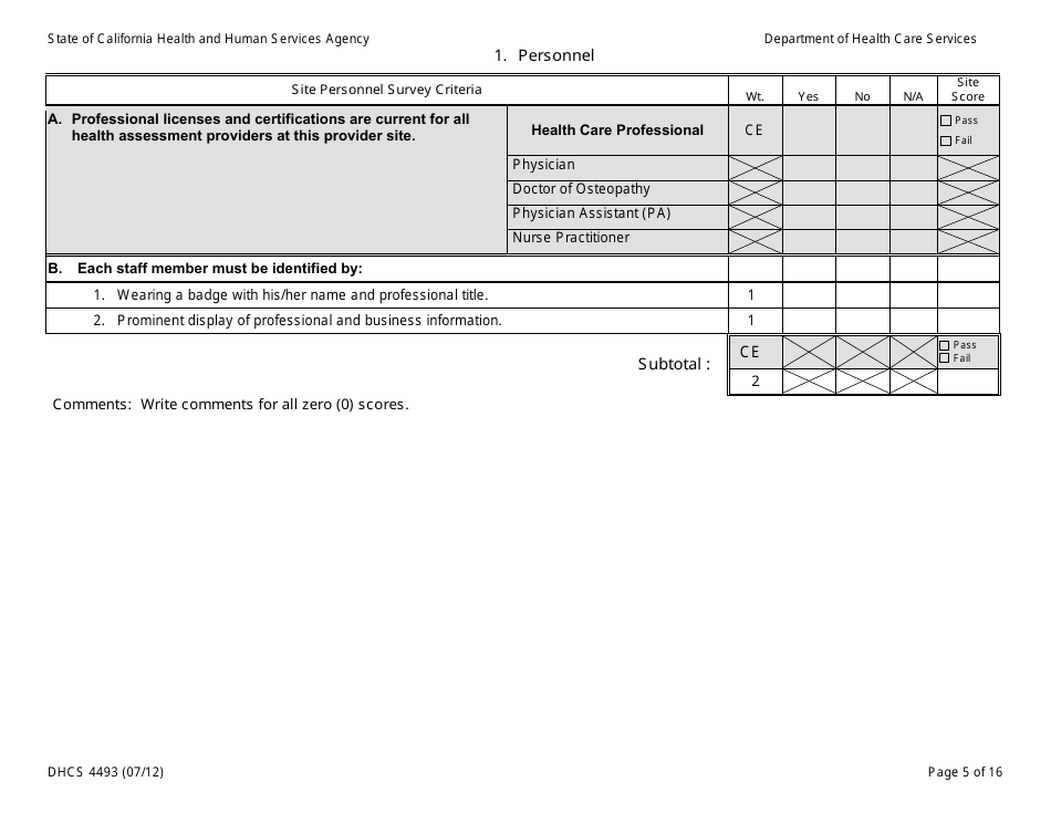 Form DHCS4493 Facility Review Tool - California, Page 5