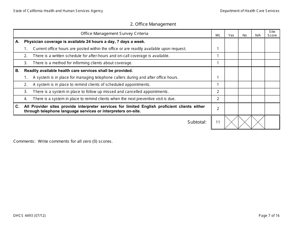 Form DHCS4493 Facility Review Tool - California, Page 7