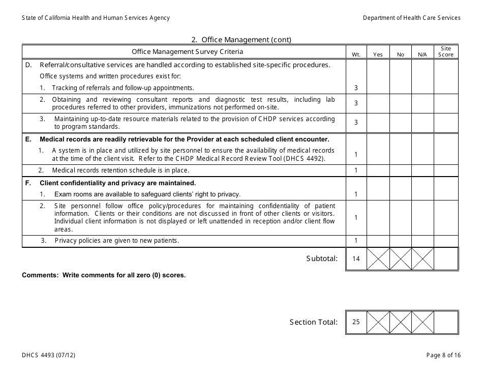 Form DHCS4493 Facility Review Tool - California, Page 8