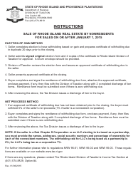 Document preview: Instructions for Sale of Rhode Island Real Estate by Nonresidents for Sales on or After January 1, 2015 - Rhode Island