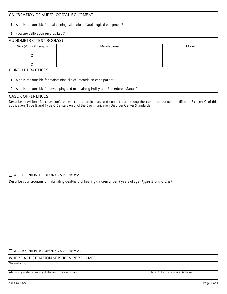 Form DHCS4482 Communication Disorder Center Application - California, Page 3