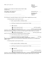 Document preview: Form 1-A Petition for Adoption (Agency) - New York