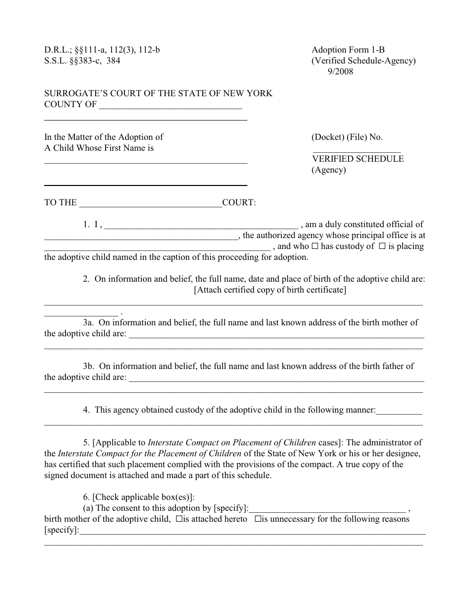 Form 1-B - Fill Out, Sign Online and Download Fillable PDF, New York ...