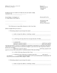 Document preview: Form 1-C Petition for Adoption (Private-Placement) - New York