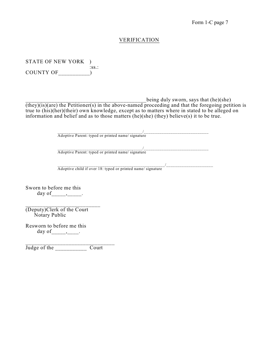 Form 1-C Petition for Adoption (Private-Placement) - New York, Page 7