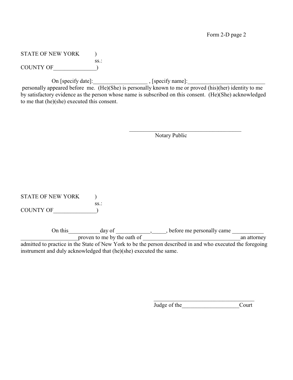 Form 2-D - Fill Out, Sign Online and Download Fillable PDF, New York ...