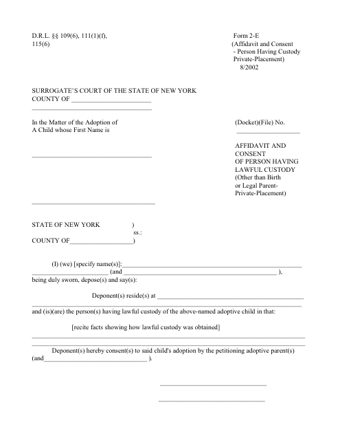 Form 2-E  Printable Pdf