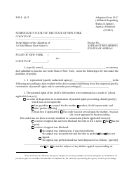 Form 10-C &quot;Affidavit Regarding Status of Appeal&quot; - New York