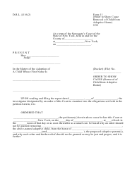 Form 11 &quot;Order to Show Cause (Removal of Child From Adoptive Home)&quot; - New York