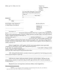 Document preview: Form 13-A Order of Adoption (Agency) - New York
