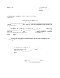 Form 14 &quot;Certificate of Adoption&quot; - New York