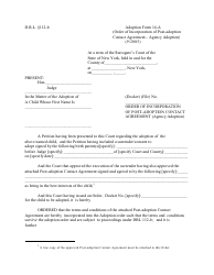 Form 14-A Order of Incorporation of Post-adoption Contact Agreement - New York