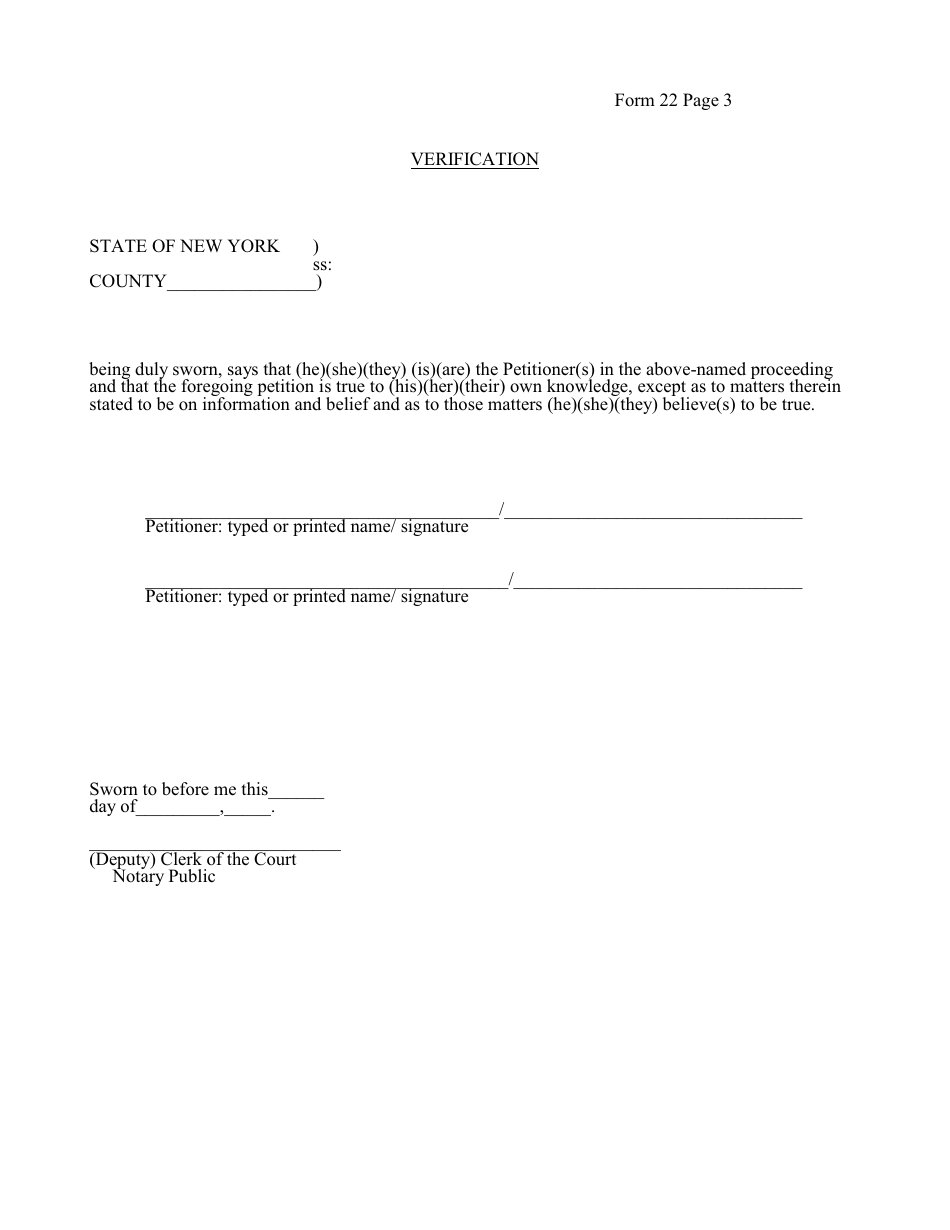 Form 22 Petition (Certification as a Qualified Adoptive Parent) (Private-Placement) - New York, Page 3