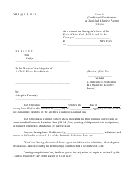 Document preview: Form 25 Order (Conditional Certification as a Qualified Adoptive Parent) - New York