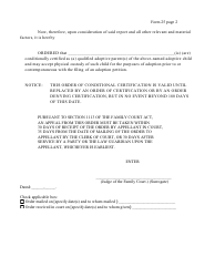 Form 25 Order (Conditional Certification as a Qualified Adoptive Parent) - New York, Page 2